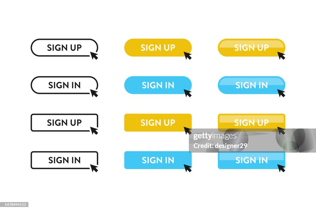 Sign Up And Sign In Button Set Vector Design High-Res Vector Graphic ...