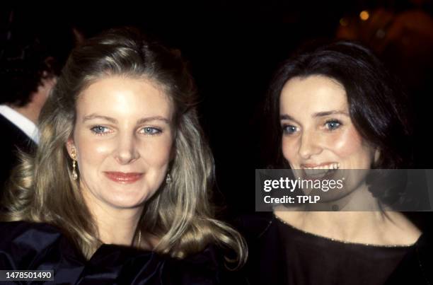 Georgiana Bronfman, wife of Canadian billionaire Edgar Bronfman, Sr. And Canadian activist Margaret Trudeau pose for a portrait at a casino, circa...