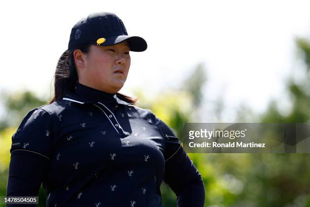 Angel Yin of the United States stands on the 11th tee during the second round of the DIO Implant LA Open at Palos Verdes Golf Club on March 31, 2023...