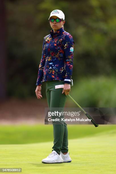 Jodi Ewart Shadoff of England stands on the first green during the second round of the DIO Implant LA Open at Palos Verdes Golf Club on March 31,...