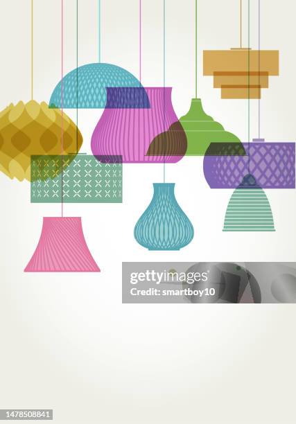 lamp or light shade designs - hanging light bulb stock illustrations