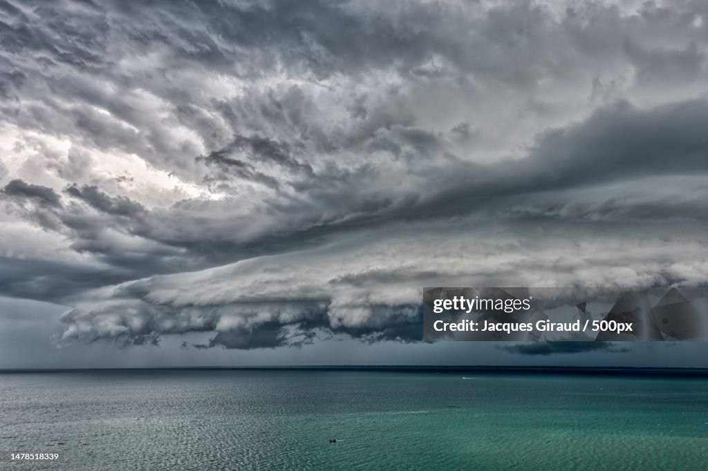 Scenic view of sea against storm clouds,Tanjung Bungah,Penang,Malaysia