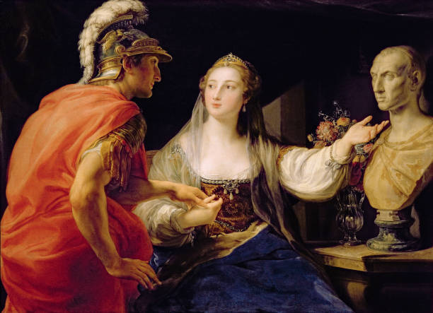Cleopatra showing Octavius the bust of Julius Caesar