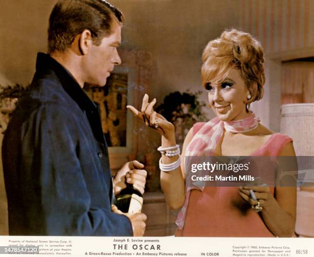 In this Embassy Pictures handout, Irish actor Stephen Boyd and American comedienne, actress, singer and businesswoman, Edie Adams , on the set of the...