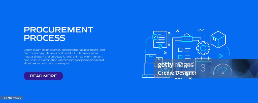 PROCUREMENT PROCESS Related Line Style Banner Design for Web Page, Headline, Brochure, Annual Report and Book Cover