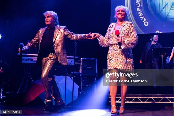 Mike Nolan and Cheryl Baker of The Fizz perform at Indigo at The O2 on March 31, 2023 in London, England.