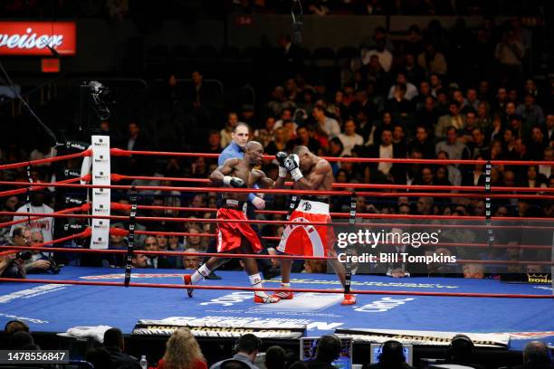 Devon Alexander defeats DeMarcus Corley by Unaimous Decision during their Super Lightweight fight at Madison Square Garden on January 19, 2008 in New...