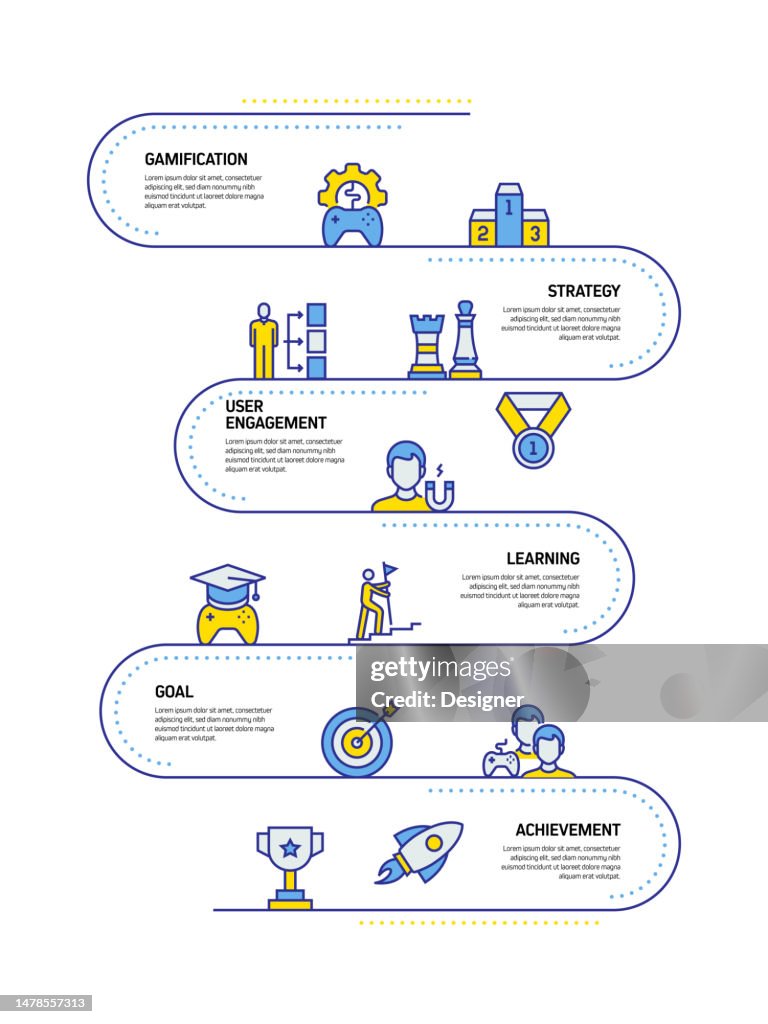 Gamification Design Graphics Gamification Concept Line Style Design Illustration High-Res Vector ...