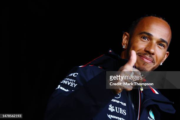 Lewis Hamilton of Great Britain and Mercedes looks on from the fan stage prior to final practice ahead of the F1 Grand Prix of Australia at Albert...
