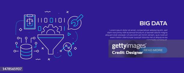 big data related line style banner design for web page, headline, brochure, annual report and book cover - computer programmer stock illustrations