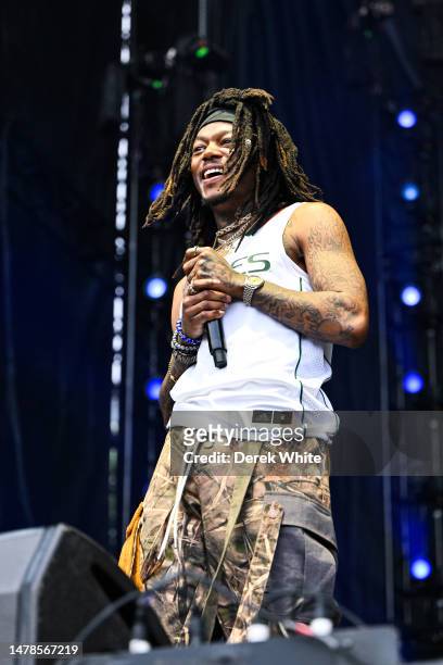 Performs onstage during the AT&T Block Party at the NCAA March Madness Music Festival at Discovery Green on March 31, 2023 in Houston, Texas.