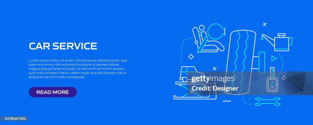 CAR SERVICE Related Line Style Banner Design for Web Page, Headline, Brochure, Annual Report and Book Cover