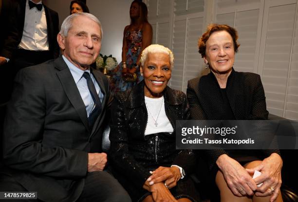Dr. Anthony Fauci, Dionne Warwick and Christine Grady attend the Dionne Warwick Gala for Bowie State University at Cafe Milano on March 31, 2023 in...