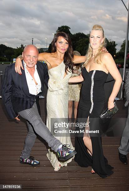 Lizzy Cundy, Nikki Zilli and Aldo Zilli attend The F1 Party at Battersea Evolution on July 4, 2012 in London, England.