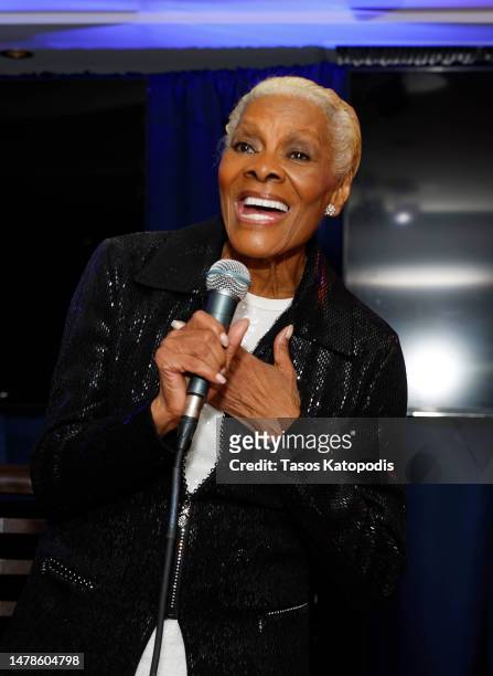 Dionne Warwick speaks at the Dionne Warwick Gala for Bowie State University at Cafe Milano on March 31, 2023 in Washington, DC.