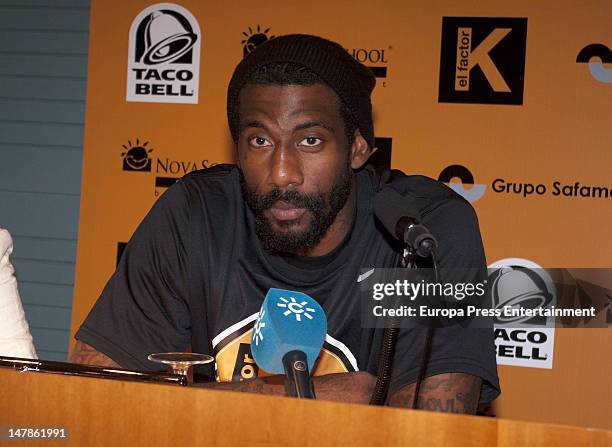 Knicks basketball player Amar'e Stoudemire presents a course for young people from Campus WOB on July 4, 2012 in Malaga, Spain.