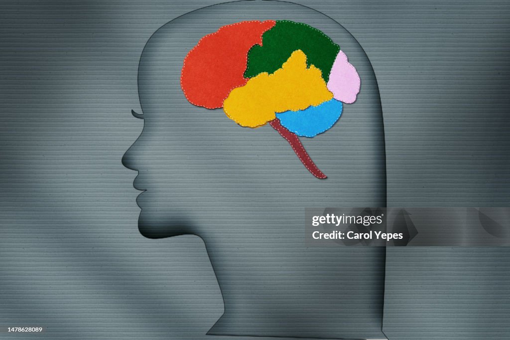 Paper craft human brain illustration