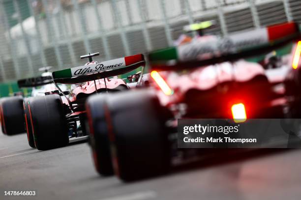 Valtteri Bottas of Finland driving the Alfa Romeo F1 C43 Ferrari in the Pitlane during qualifying ahead of the F1 Grand Prix of Australia at Albert...