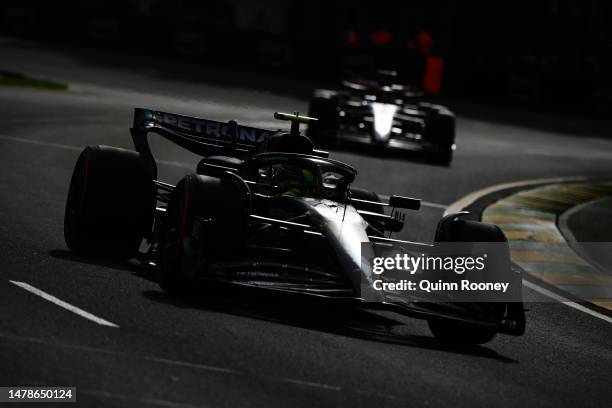 Lewis Hamilton of Great Britain driving the Mercedes AMG Petronas F1 Team W14 on track during qualifying ahead of the F1 Grand Prix of Australia at...