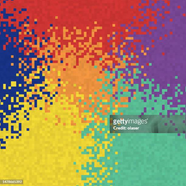 pixelated square shapes multicolor background - solid shape stock illustrations