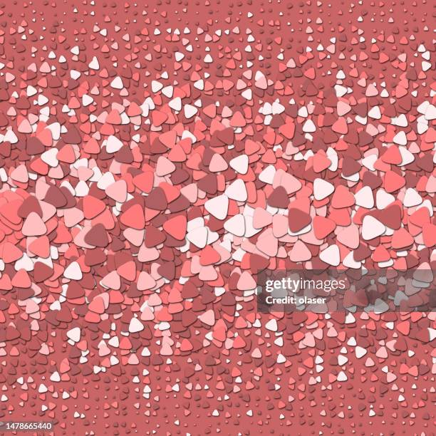 red triangles, small pieces of cut out, vertical size gradient - small triangle pattern stock illustrations