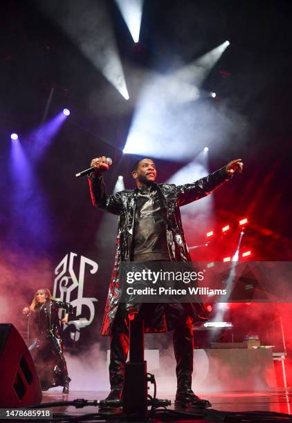 Singer Keith Sweat performs onstage during 2023 New Edition Legacy Tour at State Farm Arena on March 30, 2023 in Atlanta, Georgia.