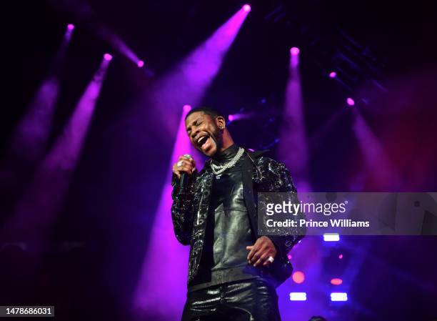 Singer Keith Sweat performs onstage during 2023 New Edition Legacy Tour at State Farm Arena on March 30, 2023 in Atlanta, Georgia.