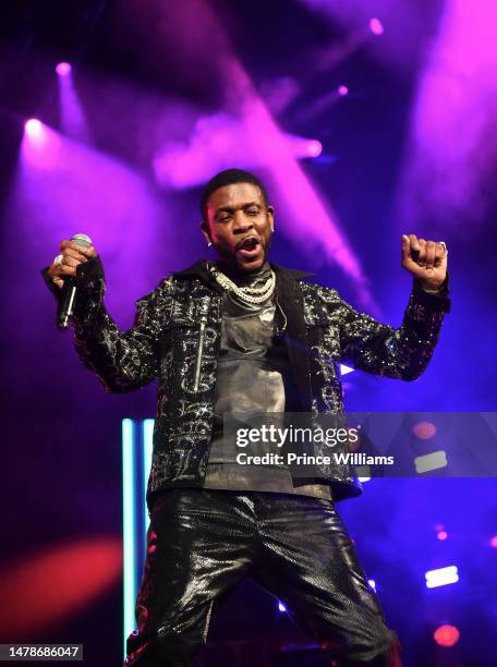 Singer Keith Sweat performs onstage during 2023 New Edition Legacy Tour at State Farm Arena on March 30, 2023 in Atlanta, Georgia.