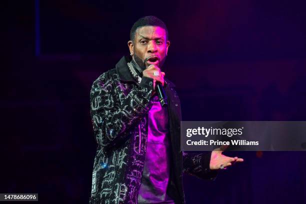 Singer Keith Sweat performs onstage during 2023 New Edition Legacy Tour at State Farm Arena on March 30, 2023 in Atlanta, Georgia.