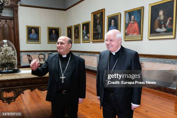 The auxiliary bishop of the diocese of Compostela, Francisco Jose Prieto Fernandez , and the archbishop of Santiago de Compostela, Julian Barrio...