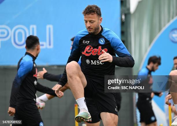 Amir Rrahmani of Napoli during a training session on April 01, 2023 in Naples, Italy.