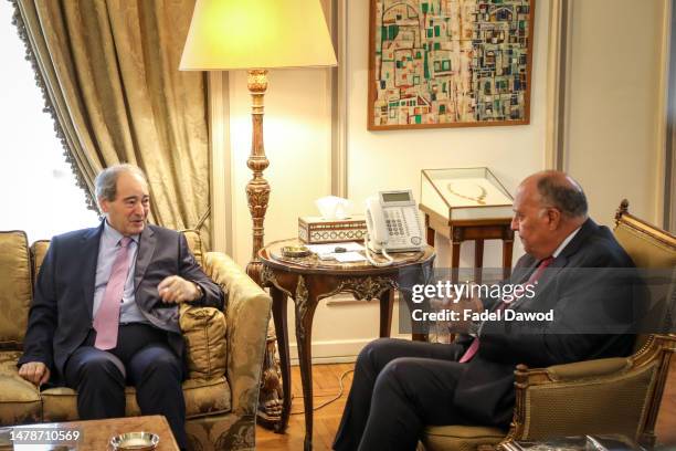 Sameh Shoukry receives the Egyptian Minister of Foreign Affairs, Syrian Minister of Foreign Affairs and Expatriates Faisal Mekdad to hold talks at...