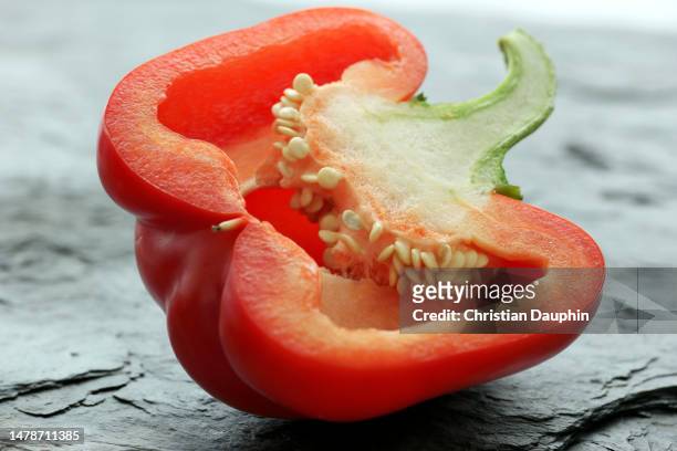 half red pepper. - chile relleno stock pictures, royalty-free photos & images