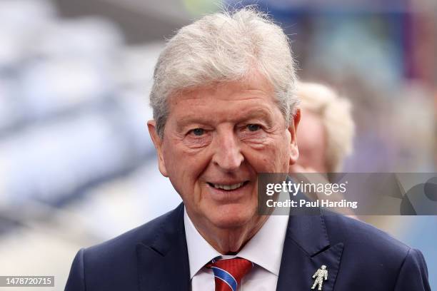 Roy Hodgson, Manager of Crystal Palace, looks on prior to the Premier League match between Crystal Palace and Leicester City at Selhurst Park on...