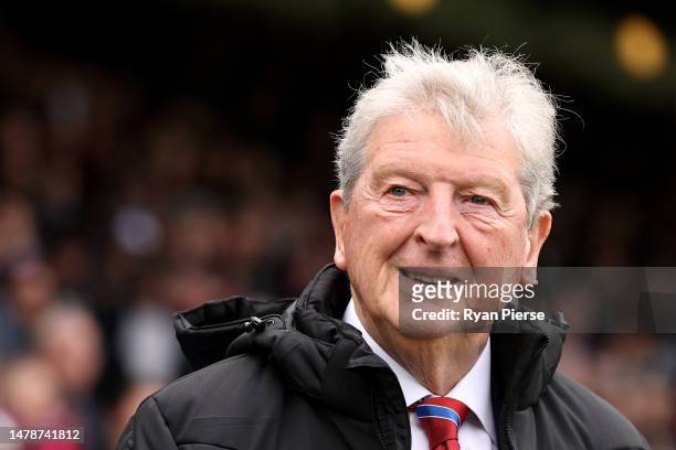 Roy Hodgson, Manager of Crystal Palace, looks on prior to the Premier League match between Crystal Palace and Leicester City at Selhurst Park on...