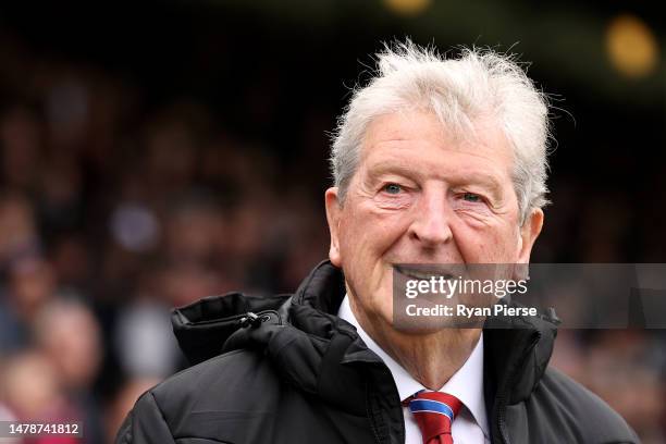 Roy Hodgson, Manager of Crystal Palace, looks on prior to the Premier League match between Crystal Palace and Leicester City at Selhurst Park on...