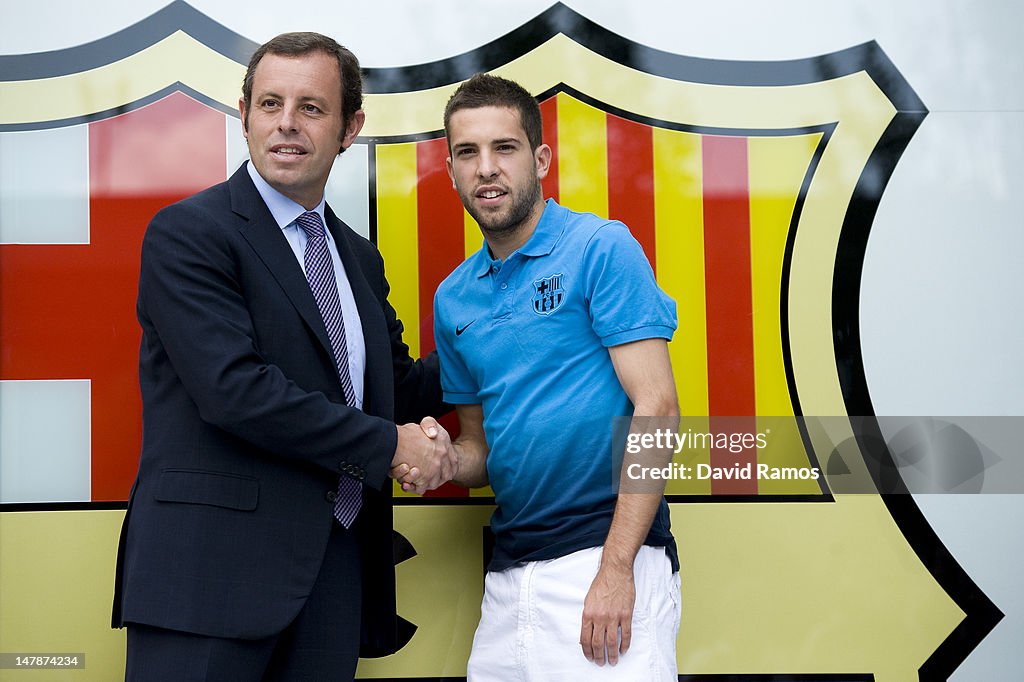 Official Presentation of New FC Barcelona Player Jordi Alba