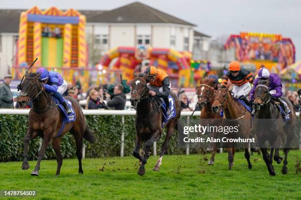 Benoit de la Sayette riding Migration win The Pertemps Network Lincoln at Doncaster Racecourse on April 01, 2023 in Doncaster, England.