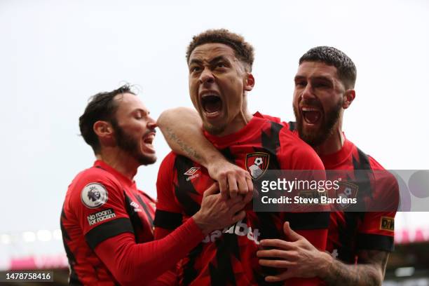 Marcus Tavernier of AFC Bournemouth celebrates after scoring the team's first goal during the Premier League match between AFC Bournemouth and Fulham...