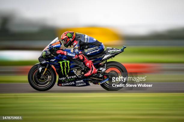Fabio Quartararo of France and Monster Energy Yamaha MotoGP rides during qualifying session of the MotoGP Gran Premio Michelin de la República...