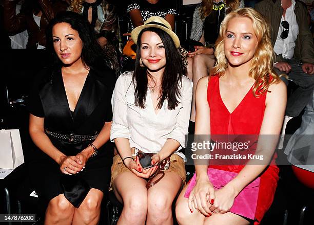 Minu Barati-Fischer, Cosma Shiva Hagen, Judith Rakers sit in afront row during the runway at the Laurel Show during the Mercedes-Benz Fashion Week...