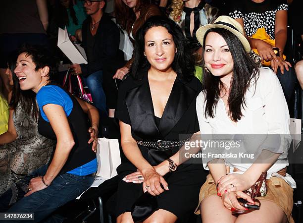 Minu Barati-Fischer and Cosma Shiva Hagen sit in afront row during the runway at the Laurel Show during the Mercedes-Benz Fashion Week Spring/Summer...