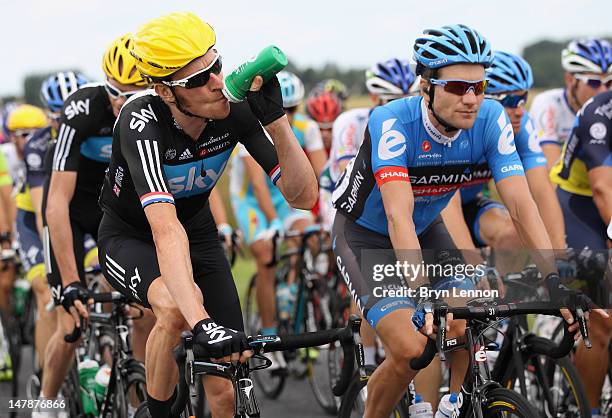 Bradley Wiggins of Great Britain and SKY Procycling in action during stage five of the 2012 Tour de France from Rouen to Saint-Quentin on July 5,...