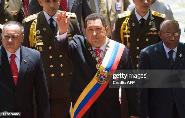 Venezuelan President Hugo Chavez , President of the Venezuelan Parliament Diosdado Cabello , and Vice President of the Venezuelan Parliament...