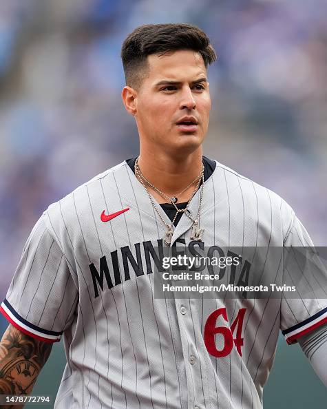 Jose R. Miranda Jose Miranda of the Minnesota Twins looks on against the Kansas City ...