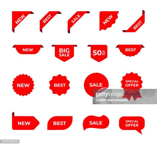 stockillustraties, clipart, cartoons en iconen met sale price tag product badges - goedkoop