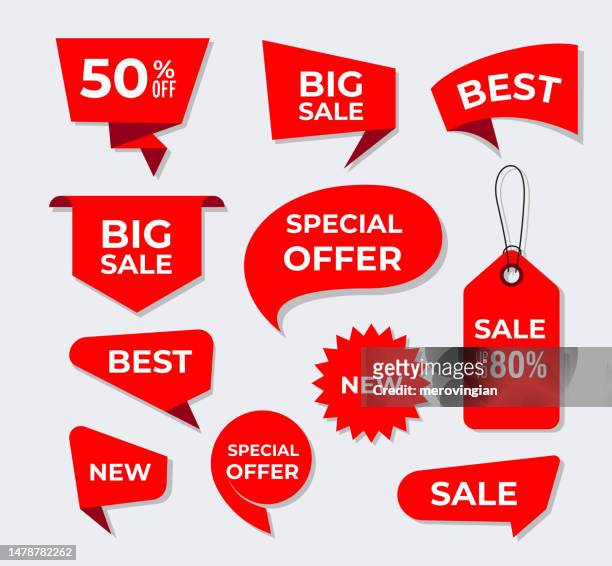 ilustrações de stock, clip art, desenhos animados e ícones de red super sale and discount stickers - preço