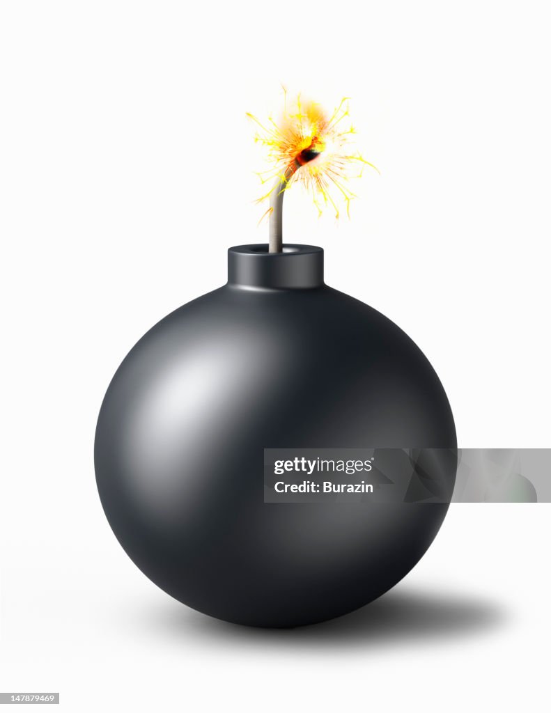 Bomb with burning fuse