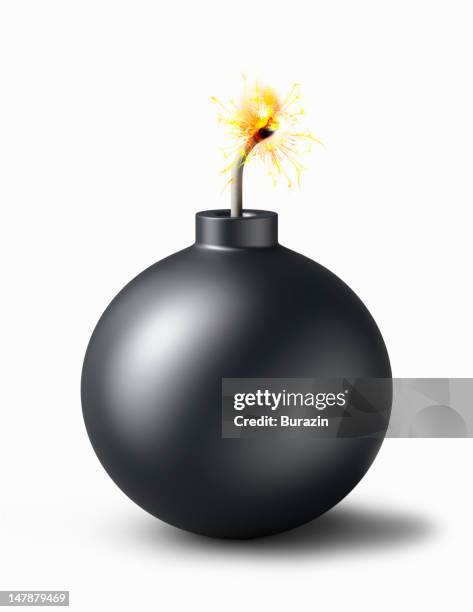 bomb with burning fuse - bom stockfoto's en -beelden