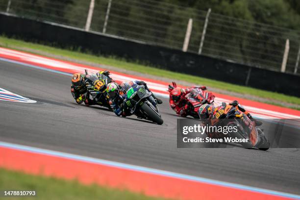 Brad Binder of South Africa and Red Bull KTM Factory Racing leads the Sprint in front of Franco Morbidelli of Italy and Monster Energy Yamaha MotoGP,...
